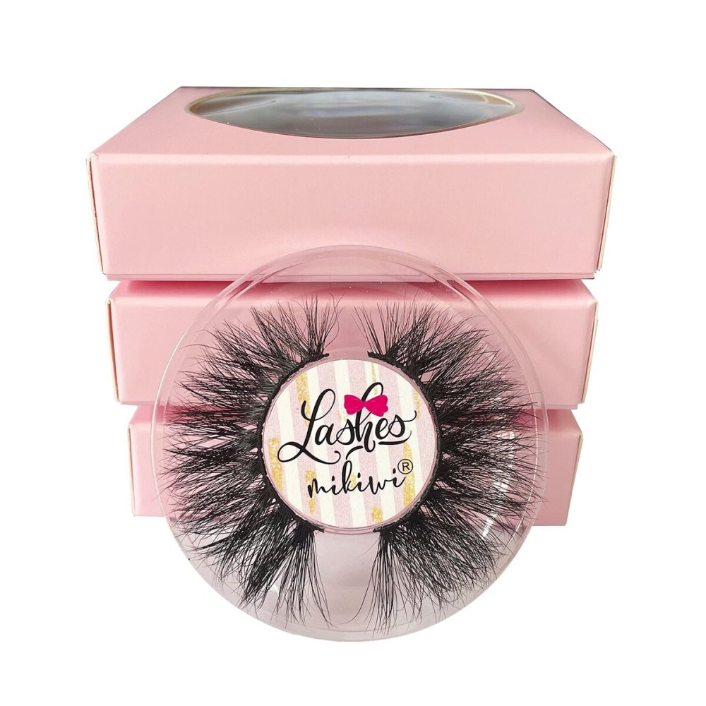Mink lashes Mikiwi 3 Pairs Eyelashes D327-3, 22MM Mink Eyelashes, Fluffy Mink Lashes, Thick HandMade Full Strip Lashes, Cruelty Free Luxury Makeup Dramatic Lashes, 3D Mink Lashes