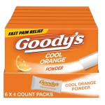 Goody\'s Headache Powder, Triple Action Fast-Acting Formula Headache Relief with Aspirin, Acetaminophen & Caffeine, Cool Orange Flavor, 4 Powder Sticks, 6 Pack