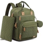 iniuniu Diaper Bag Backpack, 4 in 1 kit Large Unisex Baby Bags for Boys Girls, Waterproof Travel Back Pack with Diaper Pouch, Washable Changing Pad, Pacifier Case and Stroller Straps, Army Green