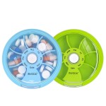 INVODA Weekly Pill Organizer 7 Compartment Rotating Pill Box for Daily Medication & Vitamins - Portable Travel Pill Case Fish Oil Supplements Vitamins Organizer (Green+Blue)