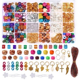 Leeven 417PCS Dreadlock Accessories Hair Braid Accessories with Braid Rings Hair Hoops Hair Clips Dreadlock Beads Colorful Cord Hair Rings
