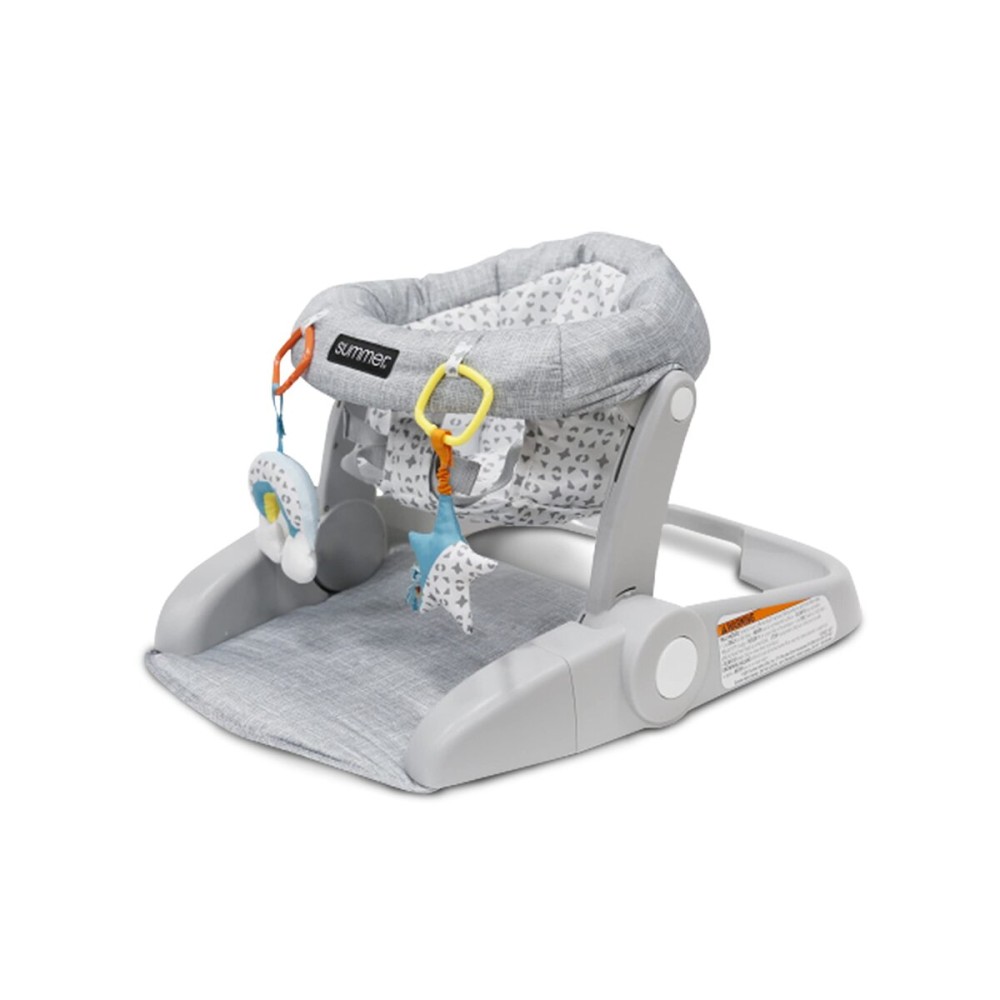 Bright Starts Learn-to-Sit 2-Position Floor Seat (Heather Gray) - Sit Baby Up in This Adjustable Baby Activity Seat Appropriate for Ages 4-12 Months - Includes Toys, Funfetti Neutral