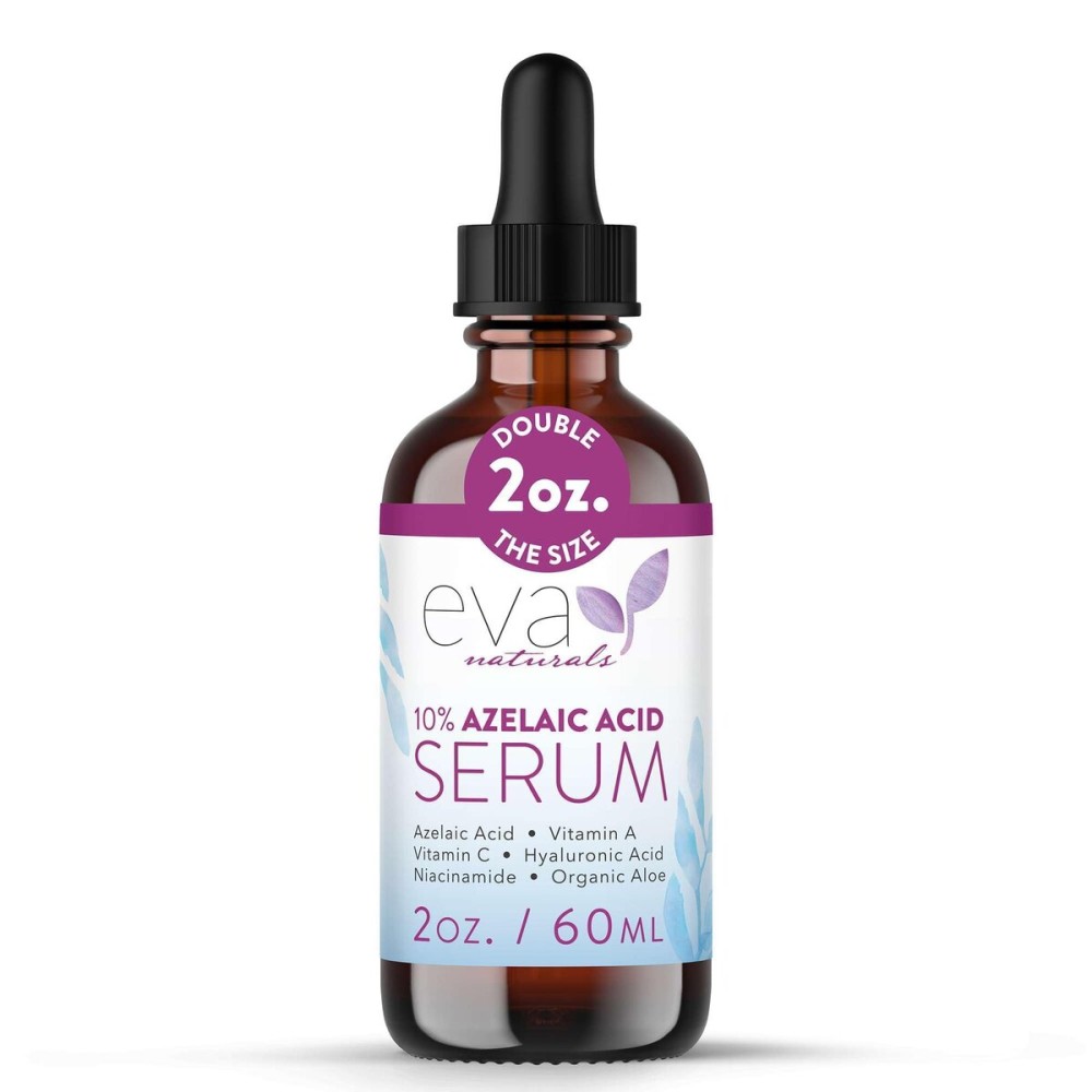 Eva Naturals Azelaic Acid Serum for Face - Niacinamide, Hyaluronic Acid, Vitamins A+C+E - Redness Relief, Dark Spots, Uneven Skin Tone, Texture, Pores, Topical Booster for Clearer, Smoother Skin, 2oz