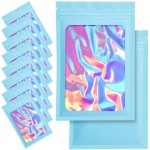 100 Pack Mylar Bags - 3.5 x 4.7 Inch Resealable Smell Proof Bags Foil Pouch Flat Bag with Front Window Blue