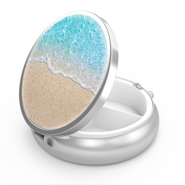 Pill Box 3 Compartment Small Pill Case,Portable for Pocket or Purse Pill Organizer Pill Container Holder to Hold Vitamins, Medication, Fish Oil and Supplements(Blue Ocean)