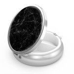 Pill Box 3 Compartment Small Pill Case,Portable for Pocket or Purse Pill Organizer Pill Container Holder to Hold Vitamins, Medication, Fish Oil and Supplements(Black Marble)