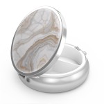 Pill Box 3 Compartment Small Pill Case,Portable for Pocket or Purse Pill Organizer Pill Container Holder to Hold Vitamins, Medication, Fish Oil and Supplements(Gray Marbling Gold)
