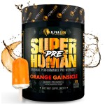 ALPHA LION Superhuman Pre Workout Powder, Beta Alanine, L-Taurine & Tri-Source Caffeine for Sustained Energy & Focus, Nitric Oxide & Citrulline for Pump (21 Servings, Orange Gainsicle)