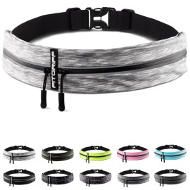 Fitgriff Running Belt for Men & Women - Secure Jogging Pouch for Phone, Keys & Essentials - For All Cell Phones (White, 24.5 - 35.5 Waist Size)
