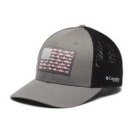 Columbia Unisex PFG Fish Flag Mesh Ball Cap - Mid, Titanium/Black, Small/Medium