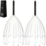 USAGA Head Massager Scalp Massager 20 Fingers Head Scratcher, Stocking Stuffers Gift for Scalp Body Relaxing (Black & Black)
