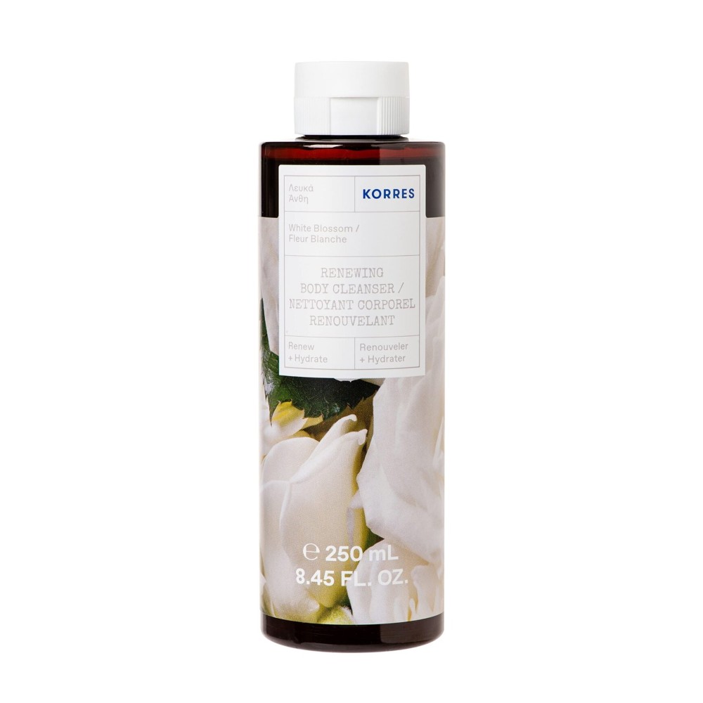 KORRES Renewing Body Cleanser, White Blossom Aroma, Foaming Shower Gel for Women & Men with Greek Botanicals, Gentle Body Wash to Cleanse & Hydrate, Vegan & Cruelty Free, Made in Greece, 8.45 Fl Oz