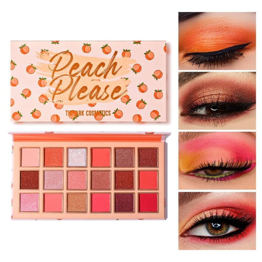 Tintark Peach Please 18 Colour Eyeshadow Palette for Beauty - Eyeshadow Cosmetics with Matte Metallic Sparkle Shimmer Pink & Highlighter Eye Makeup for Girls & Powder Eye Shadow Pallet