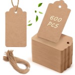 SallyFashion 600pcs Price Tags with String, 1.7 x 2.8 inch Kraft Paper Gift Tags for Clothes DIY Crafts Wedding Holiday Baby Showers Birthdays