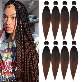 Ubeleco Ombre Braiding Hair, 8 Packs Pre Stretched Braiding Hair 30 inch Professional Yaki Synthetic Hot Water Setting, Easy To Install Hair for Braiding(30in,1B/30)