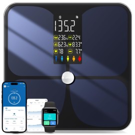 Lepulse Scale for Body Weight, Smart Digital Bathroom Weight Scale with BMI Muscle Mass 20 Body Composition Metrics,4.68Large Display Body Fat Scales, Heart Rate, Accurate Bluetooth Weighing with App