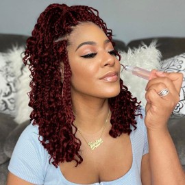 Wodun 12inch Goddess Box Braids Crochet Hair Boho Box-Braids with Curly Ends Bohemian Crochet Braid Pre-looped Synthetic Crochet-Hair for Black Women (12inch,8Packs, TBUG)
