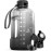 AQUAFIT 64 oz Water Bottle with Time Marker - Straw & Chug Lid - BPA Free Half Gallon Gym Water Bottle with Handle - Big Gallon Jug (Gun Gray, 64 Ounces)
