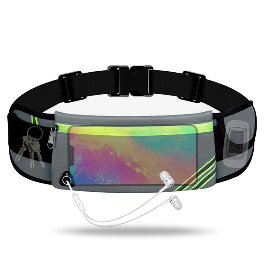 Running Belt Waist Pack Bag Fanny Pack for Phone Men Women,Thin Runners Pouch Belt for Hiking Walking Sports Cycling Traveling Money Belt,Phone Carrier Waistband for Wallet Gray