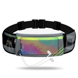 Running Belt Waist Pack Bag Fanny Pack for Phone Men Women,Thin Runners Pouch Belt for Hiking Walking Sports Cycling Traveling Money Belt,Phone Carrier Waistband for Wallet Gray
