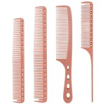 Professional Barber Aluminum Comb Set for Dressing, Cutting Hair, and Styling: Long/Short Hair Combs, Handle, and Tail Comb (Rose Gold)