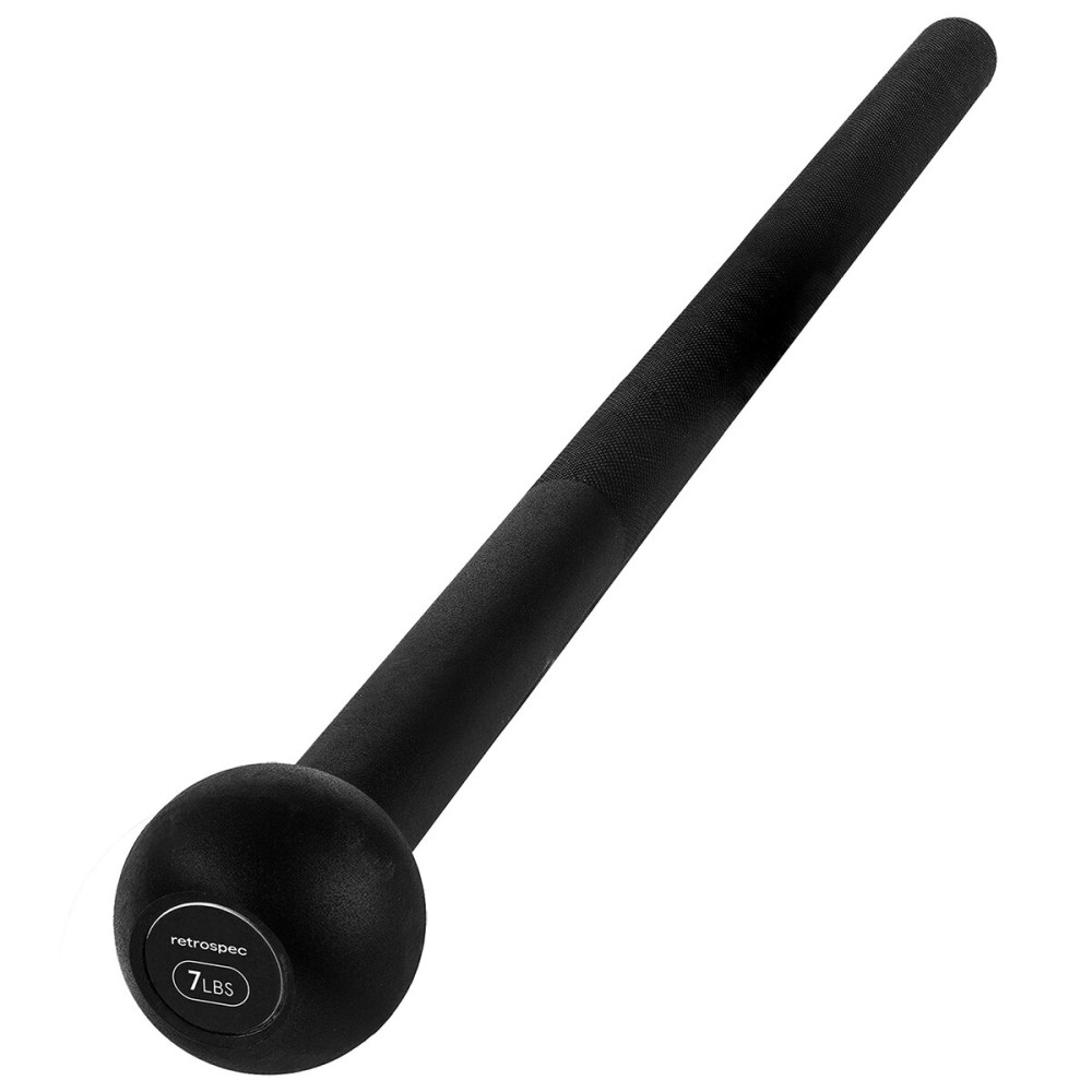 Retrospec Steel Macebell 5 to 30lbs for Men, Women Steel Mace Strength Training, Full Body Workouts , Matte Black, 7 lbs