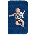 Waterproof Crib Mattress Protector Pad Cover 28 x 52, Anti Slip & Absorbent Waterproof Bed Pads for Standard Crib/Toddler Bed Quilted Machine Washable (Quilted Improved Thickness) Navy