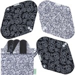 wegreeco Charcoal Reusable Menstrual Pads - Reusable Sanitary Pads | Reusable Panty Liners | Soft Cloth Menstrual Pads - 6 Pack with 1 Cloth Wet Bag (Black, Grey Lace, Small)
