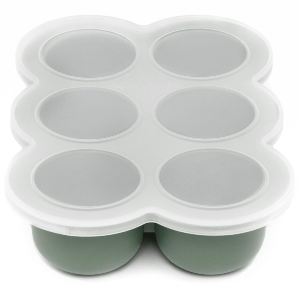 WeeSprout Silicone Baby Food Freezer Tray with Clip-on Lid - Perfect Storage Container for Homemade Baby Food, Vegetable & Fruit Purees, and Breast Milk (Matte Green, Six 3 Ounce Sections)
