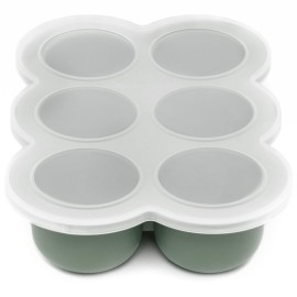 WeeSprout Silicone Baby Food Freezer Tray with Clip-on Lid - Perfect Storage Container for Homemade Baby Food, Vegetable & Fruit Purees, and Breast Milk (Matte Green, Six 3 Ounce Sections)