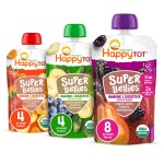HAPPYTOT Organics Stage 4 Baby Food Pouches, Gluten Free, Vegan Snack, Super Bellies, Fruit & Veggie Puree, Variety Pack, 4 Ounce (Pack of 16), Amazon Exclusive