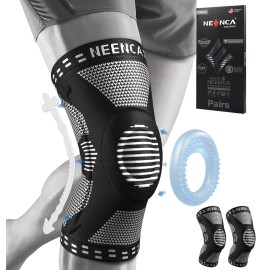 NEENCA 2 Pack Knee Braces for Knee Pain, Compression Knee Sleeves with Patella Gel Pad & Side Stabilizers, Knee Support for Meniscus Tear, Arthritis, Joint Pain, ACL, Runner, Workout- FSA/HSA APPROVED