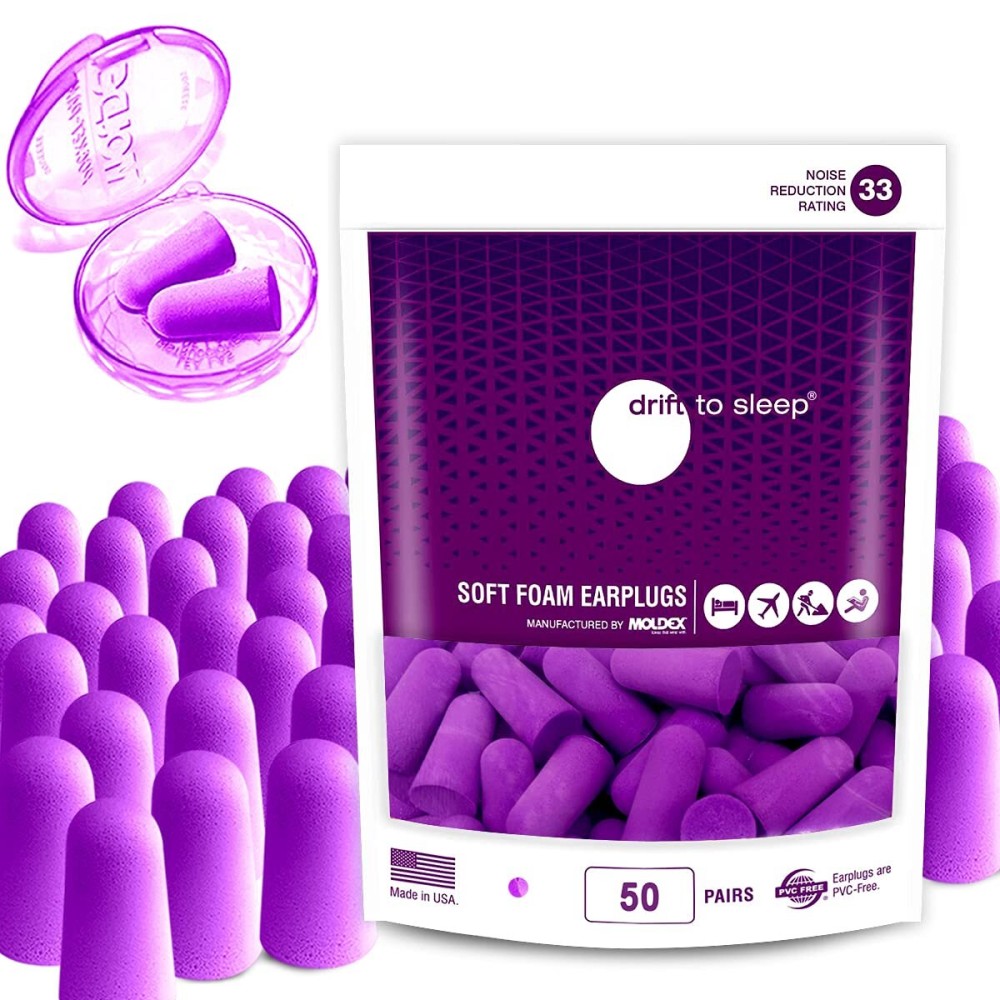 MOLDEX Soft Foam Earplugs Softies Ear Plugs for Sleeping, Snoring, Work, Travel, Shooting -33dB Highest NRR Made in USA (Purple, 50 Pairs)