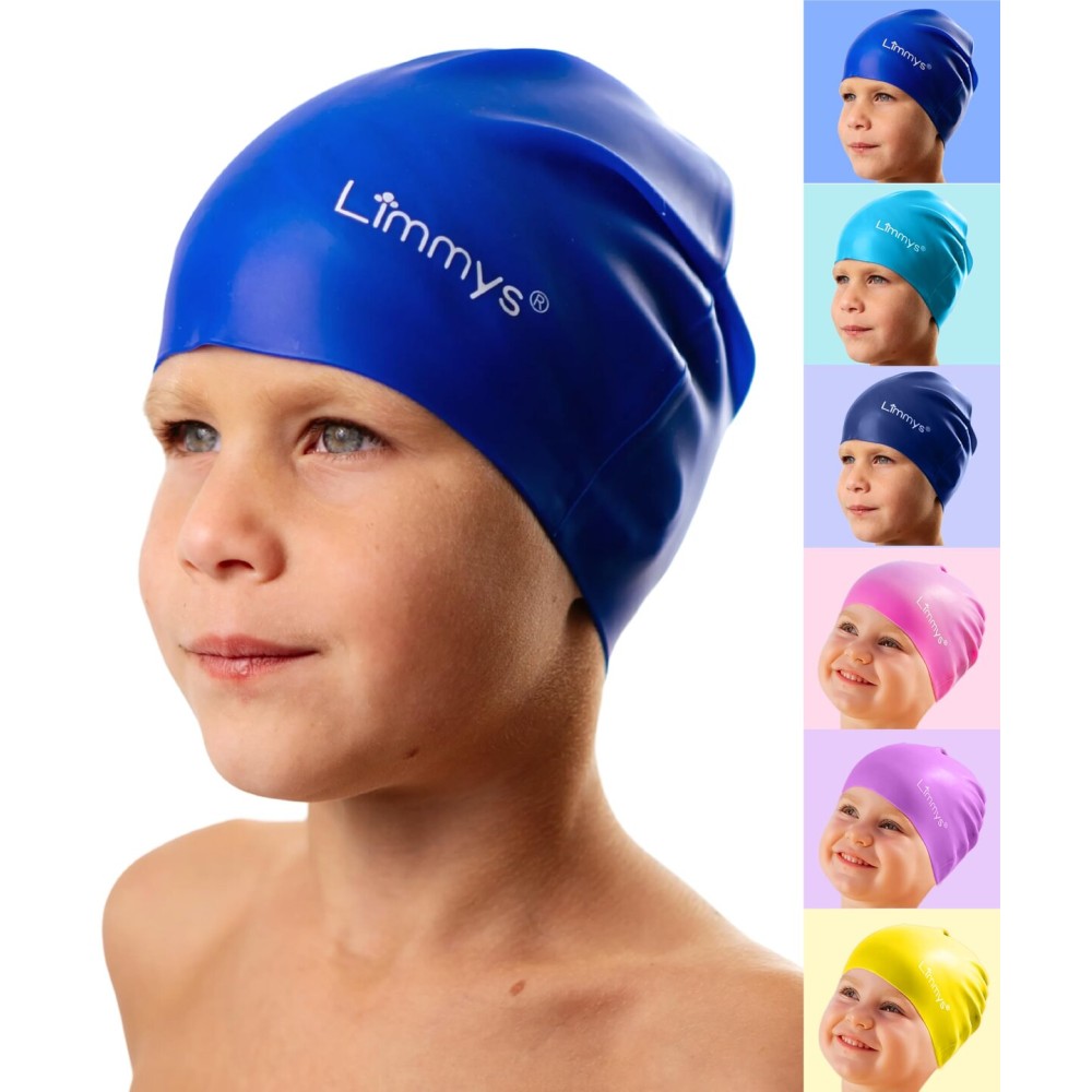 Limmys Kids Swim Cap - 100% Silicone Swim Cap for Boys and Girls - Soft, Stretchy & Comfortable Swimming Cap - Designed for Comfort & Durability