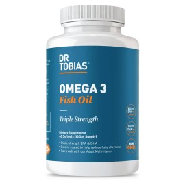 Dr. Tobias Omega 3 Fish Oil, 2000mg Triple Strength with 800mg EPA 600mg DHA Per Serving, Fish Oil Omega 3 Supplements for Heart, Brain & Immune Support, 60 Softgels, 30 Servings