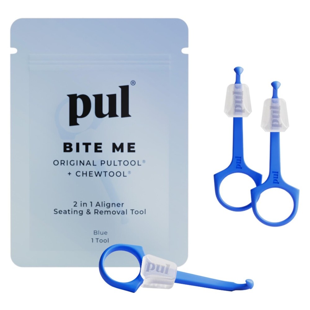 PUL Pack of 3 Reusable 2-in-1 Aligner Seating Chewie & Removal Tool - Compatible with Invisalign, Removable Braces, Retainers, Trays - Easy-to-Use Remover & Chew, Dental & Oral Hygiene Care - Blue