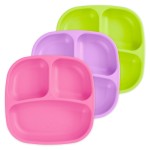 Re-Play Toddler Plates with Dividers - Deep-Walled 3 Compartments Divided Plates for Kids - Dishwasher & Microwave Safe - Made in USA - Set of 3-7.37 x 7.37 x 1.25 - Butterfly