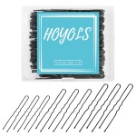 HOYOLS U Shaped Hair Bobby Pins Assorted Size, Secure Hold Metal Bun Clips Crimped Design with Ball Tips for Women Girls Updo Thin Thick Hair, 150 Count (Black)