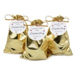 BEAVOING Pack of 100 4x 6 Heavy Duty Gold Drawstring Bags With Tags, Organza Jewelry Pouches Wedding Party Christmas Favor Gift Candy Chocolate Bags