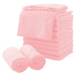 MOONQUEEN Microfiber Facial Cloths Fast Drying Washcloth 12 Pack - Premium Soft Makeup Remover Cloths - Pink