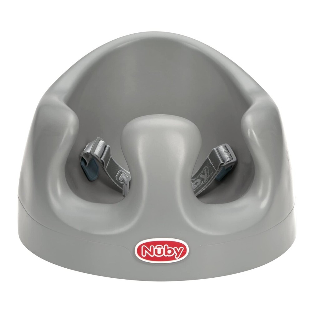 Nuby My Floor Seat - Portable Baby Chair with Soft Foam Cushion, Safety Harness, and High Back Design - 4+ Months - Gray