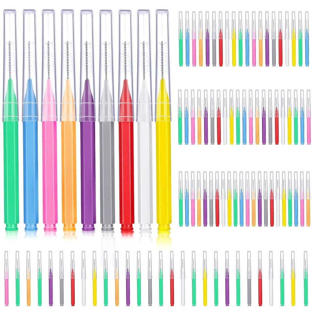 Patelai 100 Pieces Braces Brush for Cleaner Interdental Brush Toothpick Dental Tooth Flossing Head Oral Dental Hygiene Flosser Toothpick Cleaners Tooth Tool(Mixed Colors,Mixed Sizes)