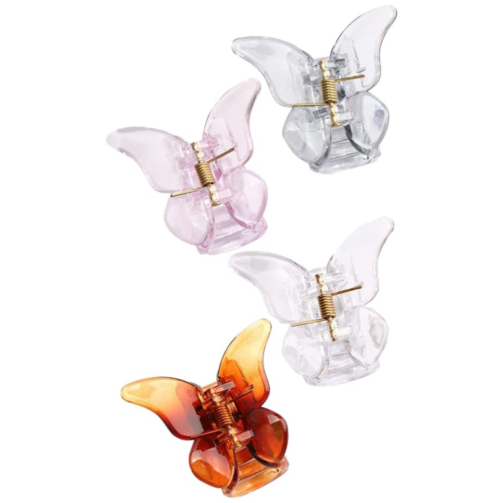 Canitor Butterfly Clips, 1.9 Small for Women Acrylic & Alloy Springs, Cute Claw Jaw Clips for Thin Hair, Ponytail, 4 Count