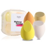 Makeup Sponge Blender DUAIU 4 Pack Beauty Blender Foundation Sponges Set Latex Free Blenders Beauty Make up Sponges with Sponge Egg Case(Lemon Yellow)