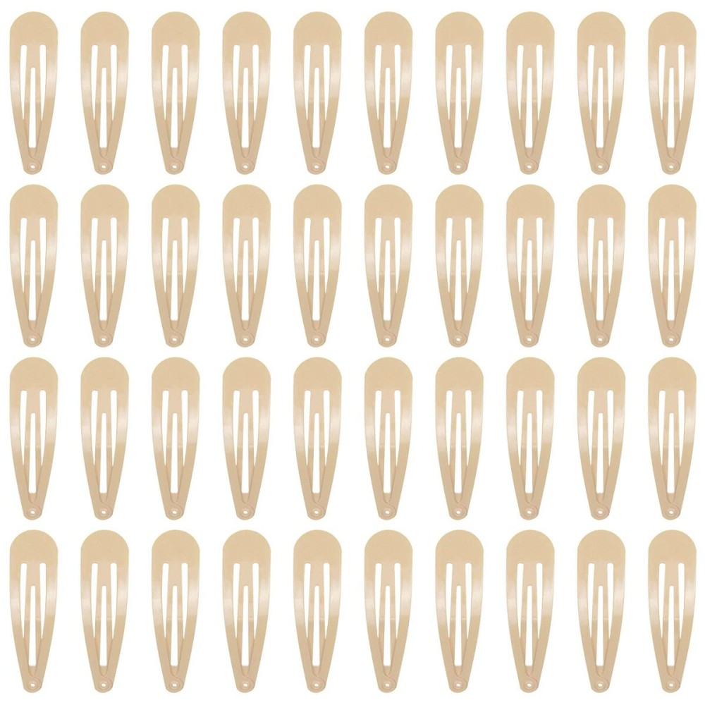 40 Counts Colorful Metal Snap Hair Clips 2 Inch Barrettes for Women Accessories (taupe)