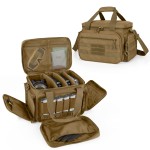 DSLEAF Tactical Gun Range Bag for 4 Handguns, Pistol Shooting Range Bag with 6X Magazine Slots and Extra Pockets for Ammo and Essentials
