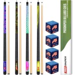 Premium Pool Sticks Set of 4 | 58-Inch, 19-Oz Canadian Maple Pool Cue with Low-Deflection Shaft & 4 Extra Chalks | Pro-Grade Billiard Cue for Home & Bar Play