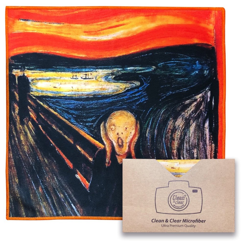 Large [4 Pack] Classic Art (The Scream) - Ultra Premium Quality Microfiber Cleaning Cloths (Best for Camera Lens, Glasses, Screens, and All Lens.), Microfiber cloth