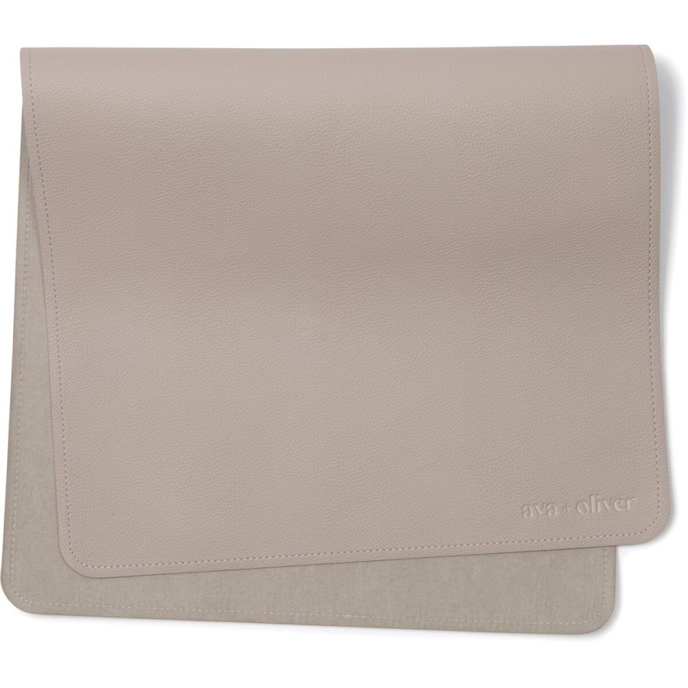 Ava + Oliver Vegan Leather Baby Changing Mat (16 X 30 in) - Multipurpose Wipeable and Portable Diaper Changing Mat - Foldable Travel Changing Mat (Grey)