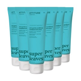 ATTITUDE Extra Gentle Hair Conditioner, Soothes Dry Scalp, Naturally Derived Ingredients, Vegan Detangler, Dermatologically Tested, Unscented, 8 Fl Oz (Pack of 6)